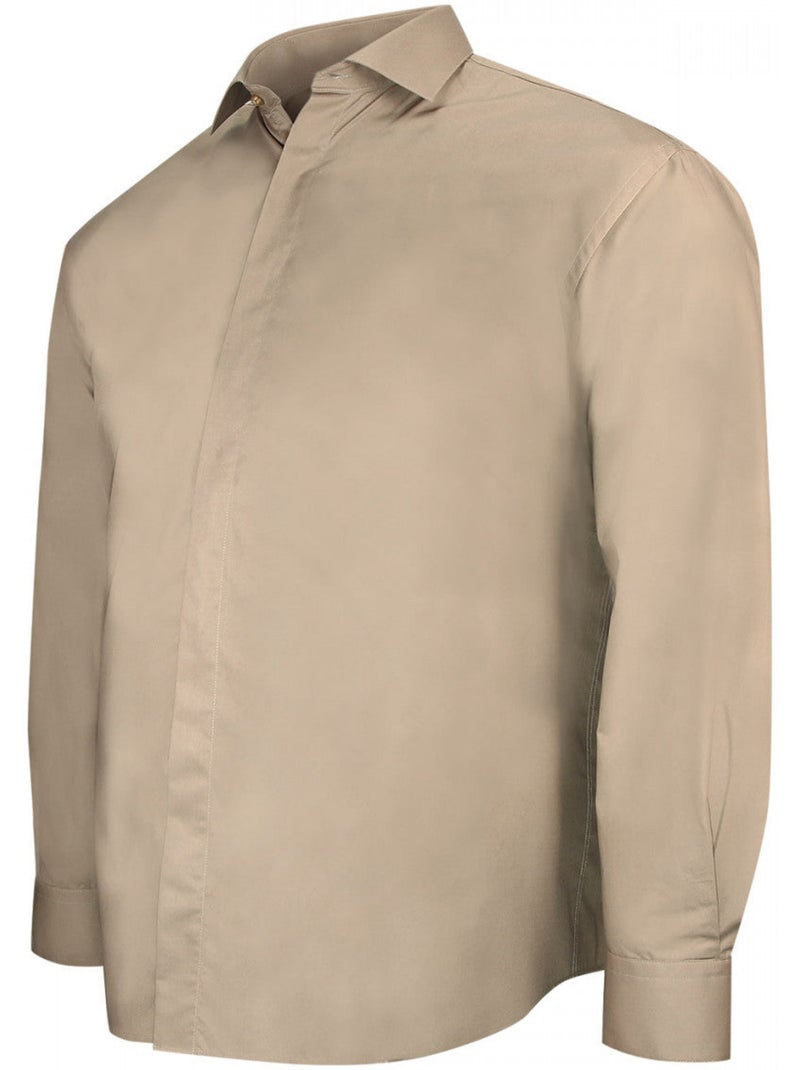 Chemise homme grande taille habillée gorge cachée coupe droite CACHET Doublissimo Noir - Kiabi