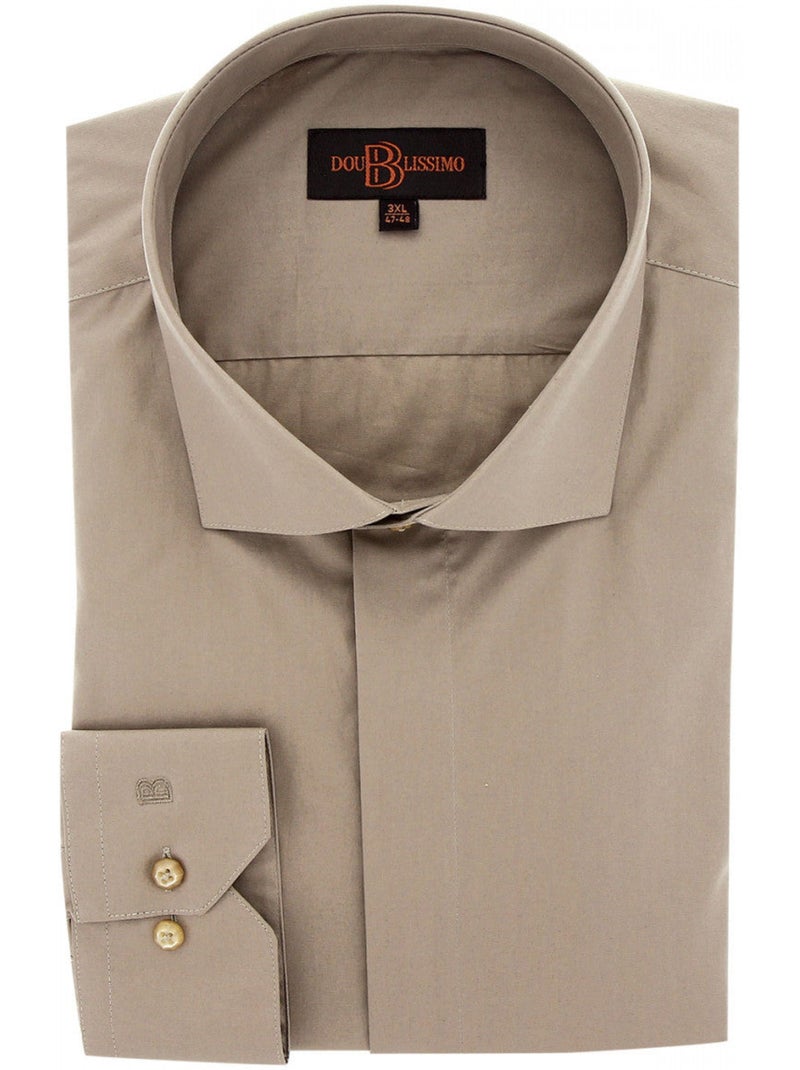 Chemise homme grande taille habillée gorge cachée coupe droite CACHET Doublissimo Noir - Kiabi
