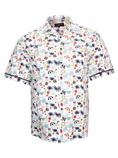 Chemise homme grande taille imprimée coupe droite BELLE ILE Doublissimo Blanc , 49,50 4XL - Kiabi