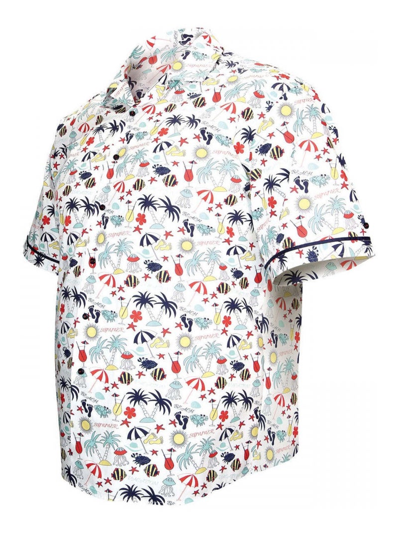 Chemise homme grande taille imprimée coupe droite BELLE ILE Doublissimo Blanc - Kiabi