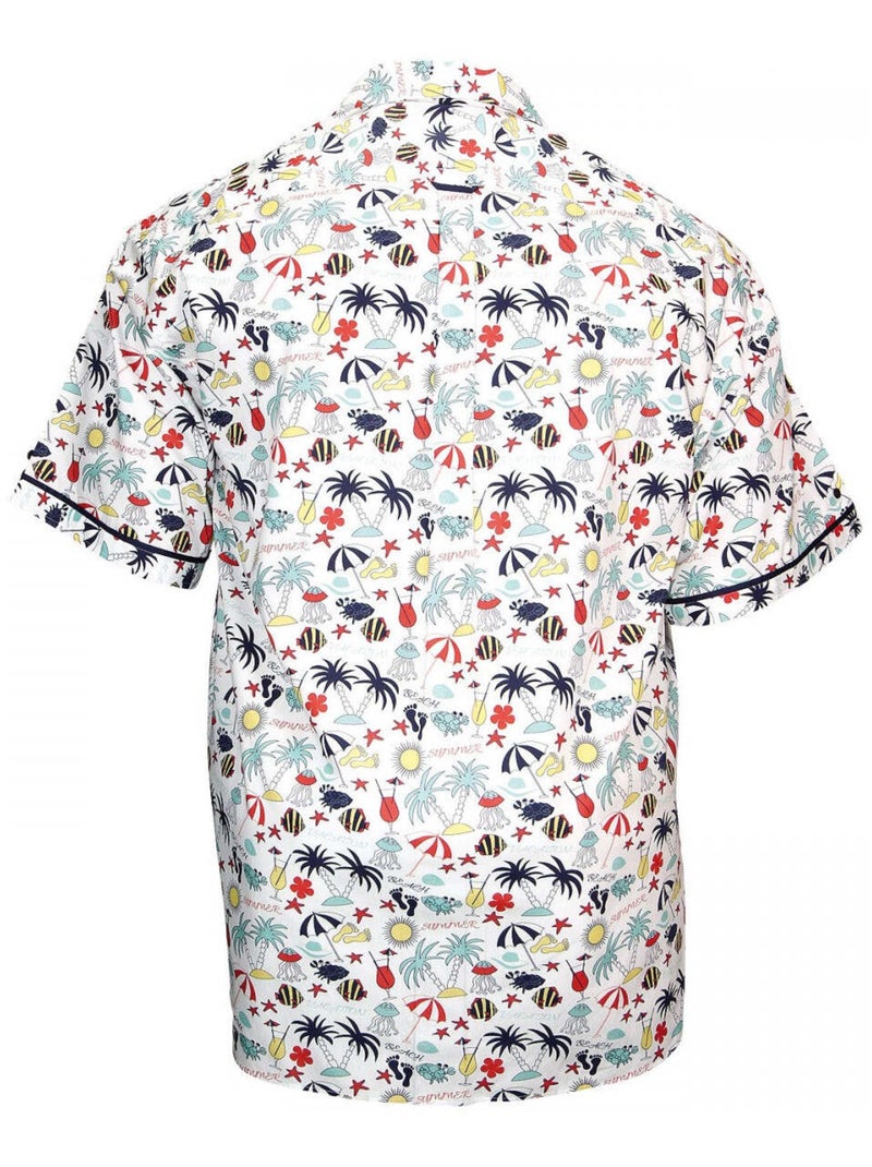 Chemise homme grande taille imprimée coupe droite BELLE ILE Doublissimo Blanc - Kiabi