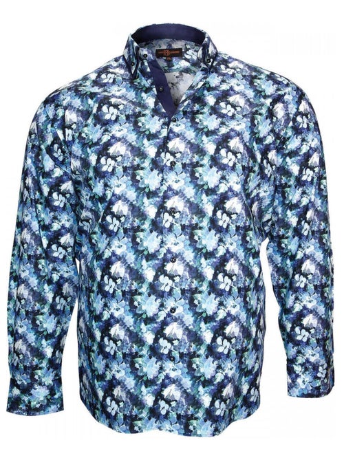 Chemise homme grande taille imprimée coupe droite BIARITZ Doublissimo Bleu , 47,48 3XL - Kiabi