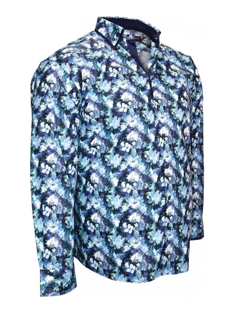 Chemise homme grande taille imprimée coupe droite BIARITZ Doublissimo Bleu - Kiabi