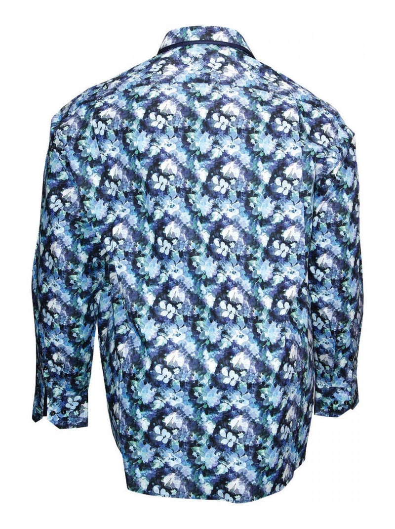 Chemise homme grande taille imprimée coupe droite BIARITZ Doublissimo Bleu - Kiabi