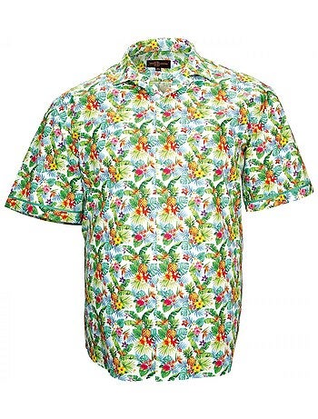 Chemise homme grande taille imprimée coupe droite HAWAI Doublissimo Bleu , 45,46 2XL