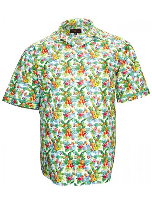 Chemise homme grande taille imprimée coupe droite HAWAI Doublissimo Bleu , 45,46 2XL - Kiabi