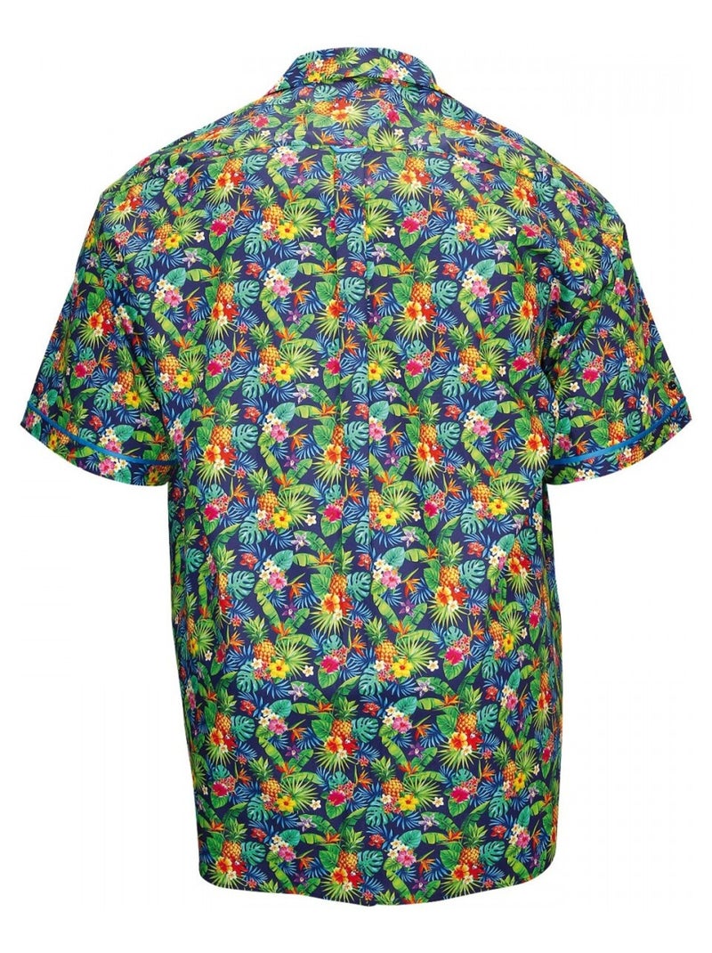 Chemise homme grande taille imprimée coupe droite HAWAI Doublissimo Bleu - Kiabi