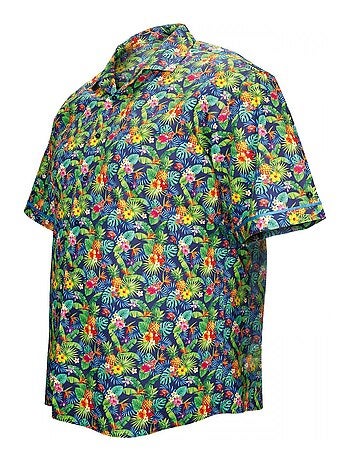 Chemise homme grande taille imprimée coupe droite HAWAI Doublissimo Bleu , 45,46 2XL