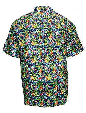 Chemise homme grande taille imprimée coupe droite HAWAI Doublissimo Bleu , 45,46 2XL