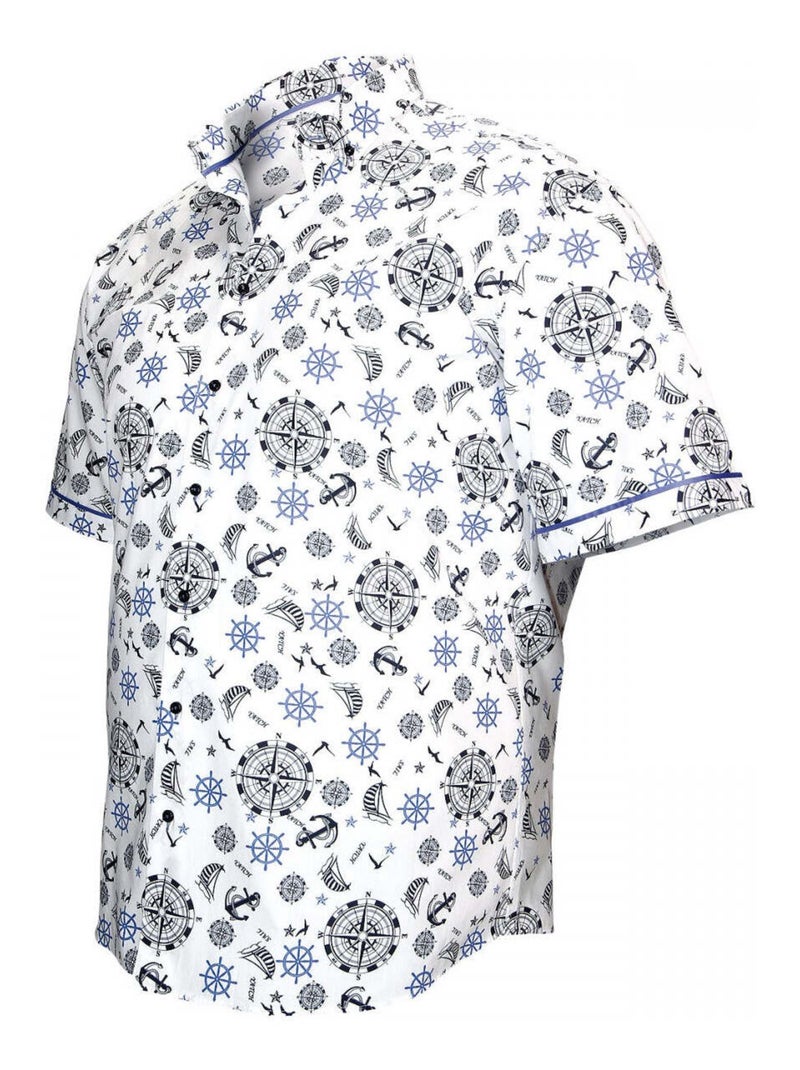 Chemise homme grande taille imprimée coupe droite SEXTAN Doublissimo Blanc , Bleu , 45,46 2XL Blanc Bleu - Kiabi