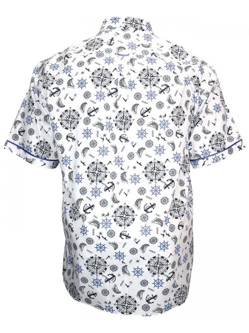 Chemise homme grande taille imprimée coupe droite SEXTAN Doublissimo Blanc , Bleu , 45,46 2XL - Kiabi