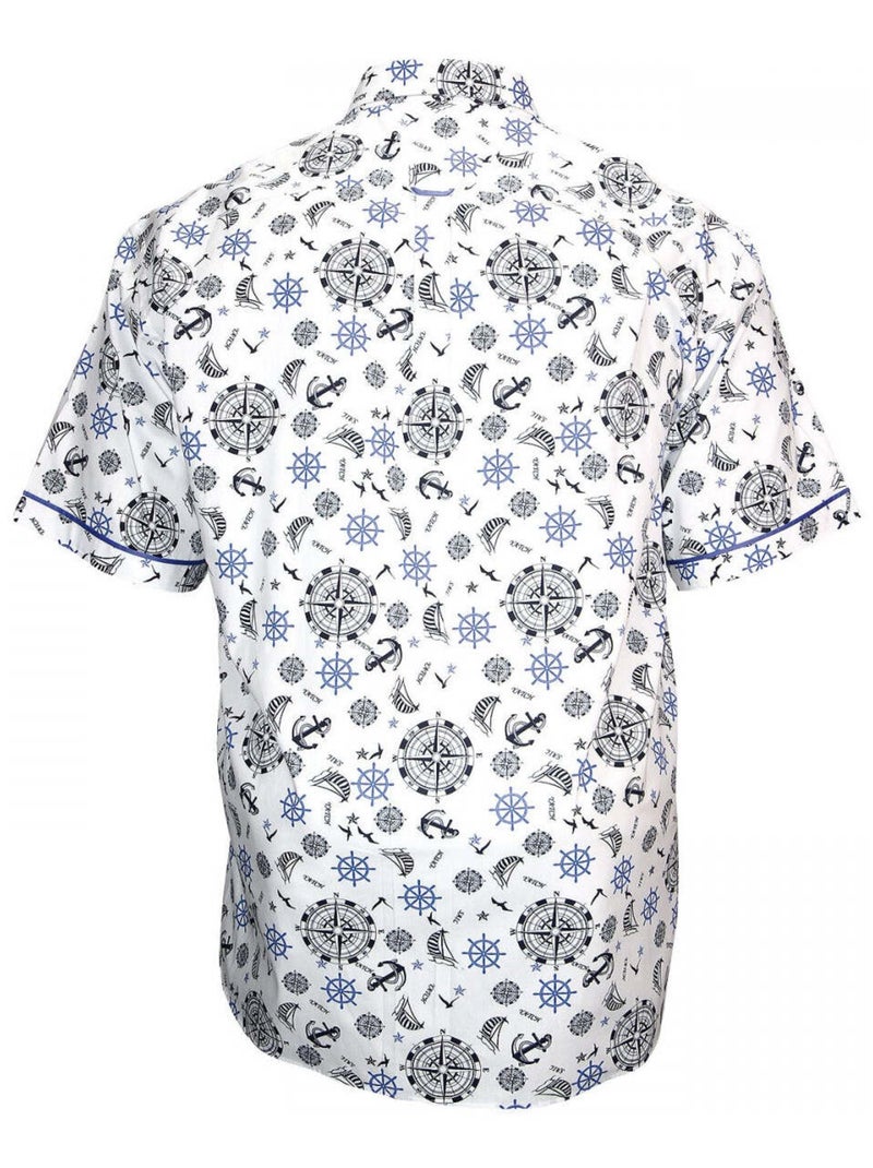 Chemise homme grande taille imprimée coupe droite SEXTAN Doublissimo Blanc , Bleu , 45,46 2XL Blanc Bleu - Kiabi