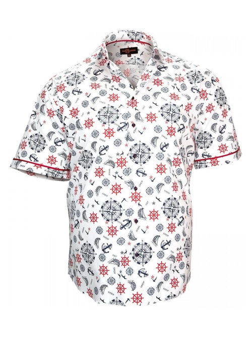 Chemise homme grande taille imprimée coupe droite SEXTAN Doublissimo Blanc , Bleu , 45,46 2XL - Kiabi