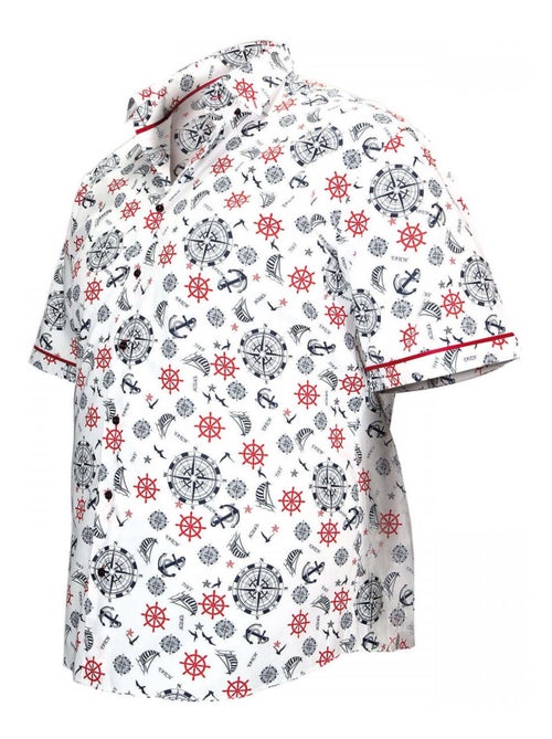 Chemise homme grande taille imprimée coupe droite SEXTAN Doublissimo Blanc , Bleu , 45,46 2XL - Kiabi