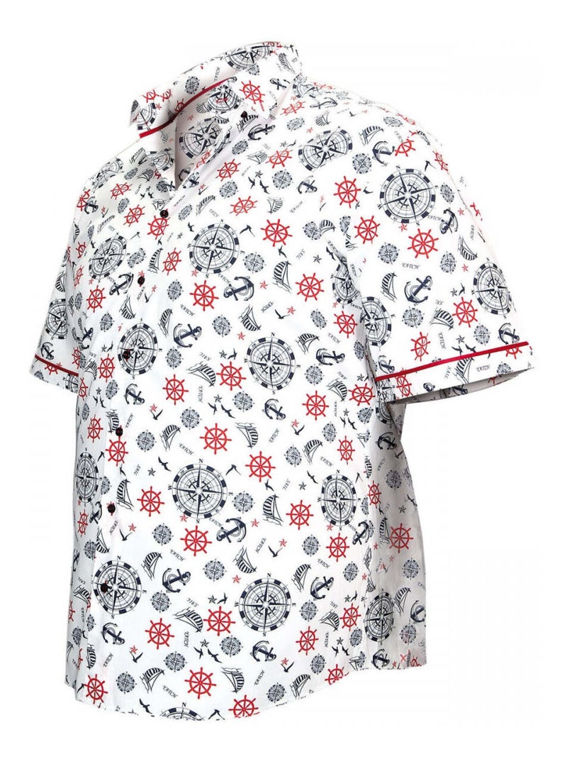 Chemise homme grande taille imprimée coupe droite SEXTAN Doublissimo Blanc , Bleu , 45,46 2XL Blanc Bleu - Kiabi