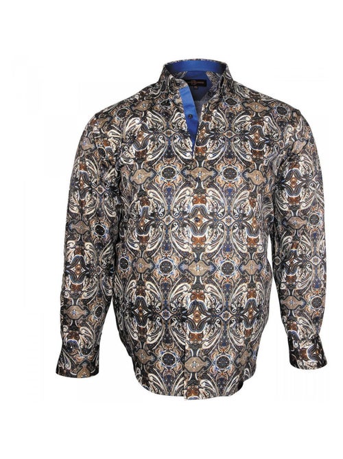 Chemise homme grande taille imprimée coupe droite VERONE Doublissimo Beige , 53,54 6XL - Kiabi