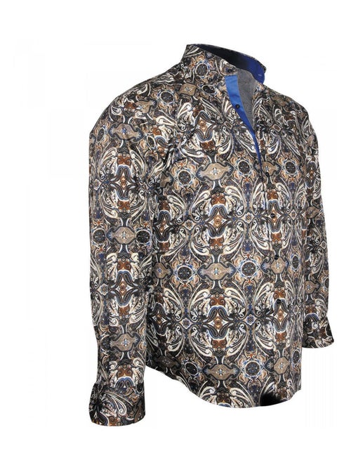 Chemise homme grande taille imprimée coupe droite VERONE Doublissimo Beige , 53,54 6XL - Kiabi