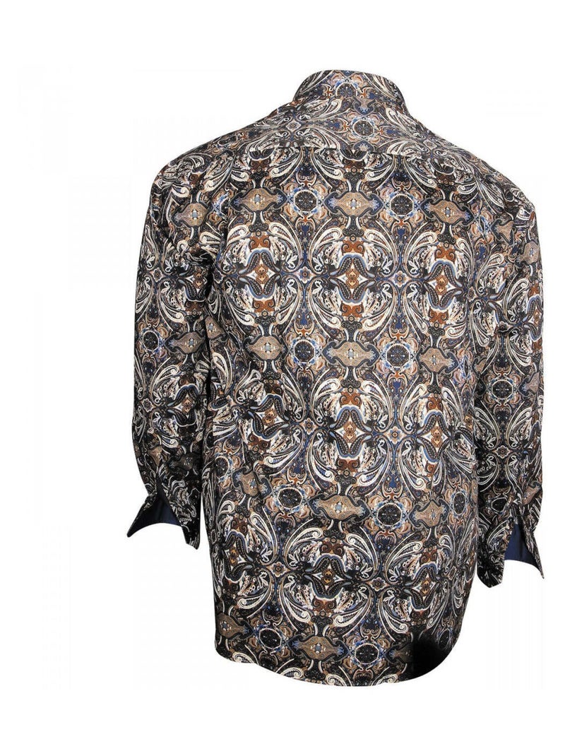 Chemise homme grande taille imprimée coupe droite VERONE Doublissimo Beige , 53,54 6XL Beige - Kiabi