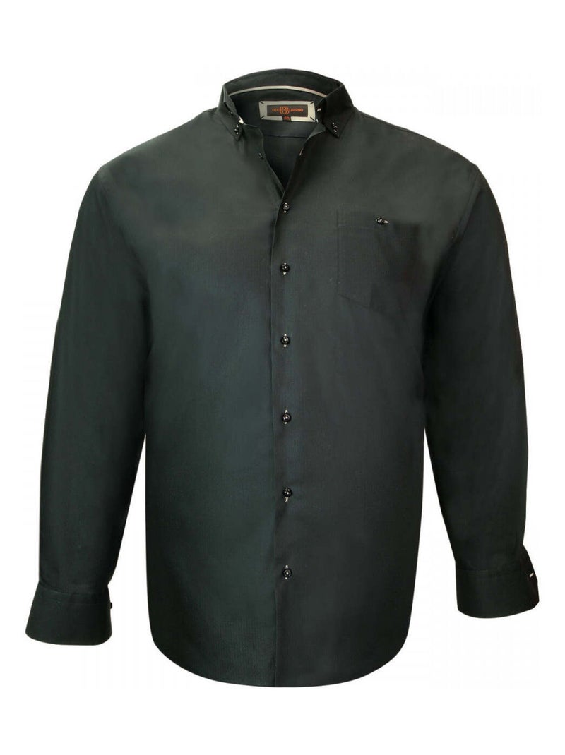 Chemise homme grande taille mode coupe droite BICOLORE Doublissimo Noir - Kiabi