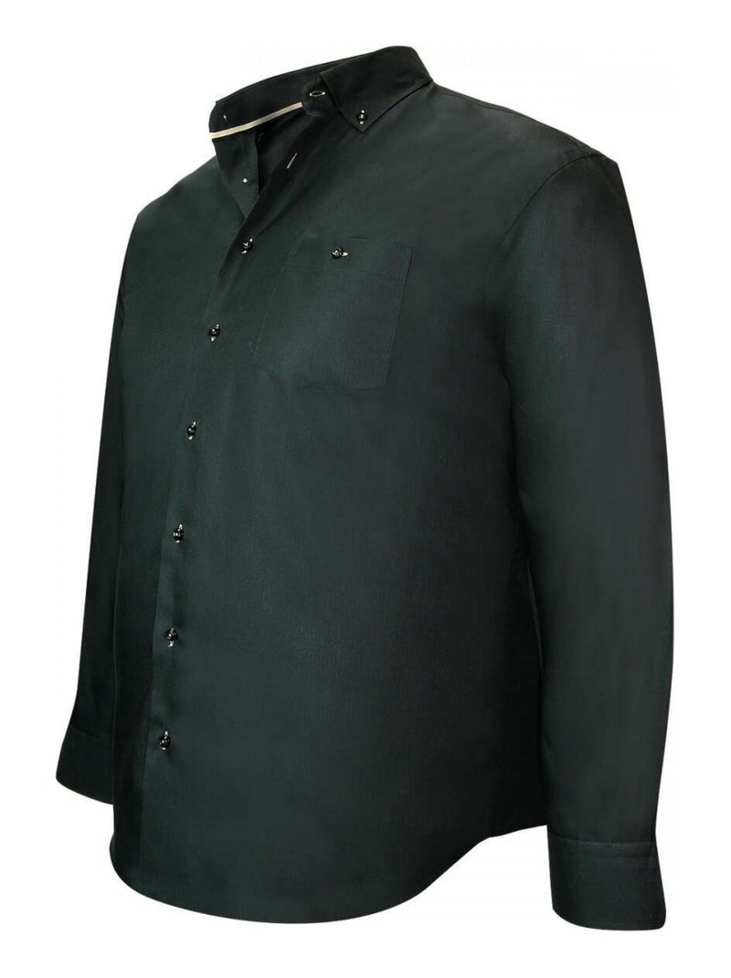 Chemise homme grande taille mode coupe droite BICOLORE Doublissimo Noir - Kiabi