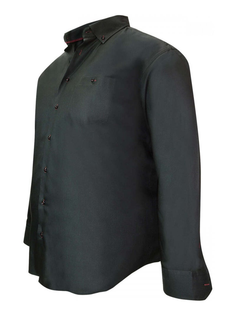 Chemise homme grande taille mode coupe droite BICOLORE Doublissimo Noir - Kiabi