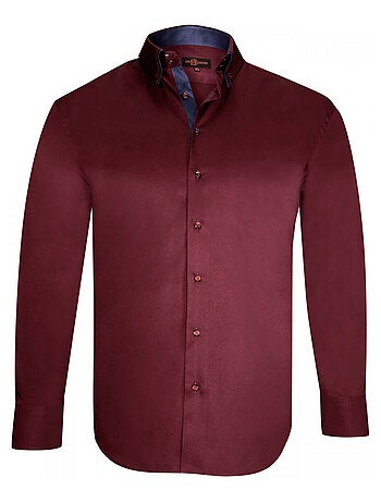 Chemise homme grande taille mode coupe droite FARO Doublissimo Bordeaux , 53,54 6XL