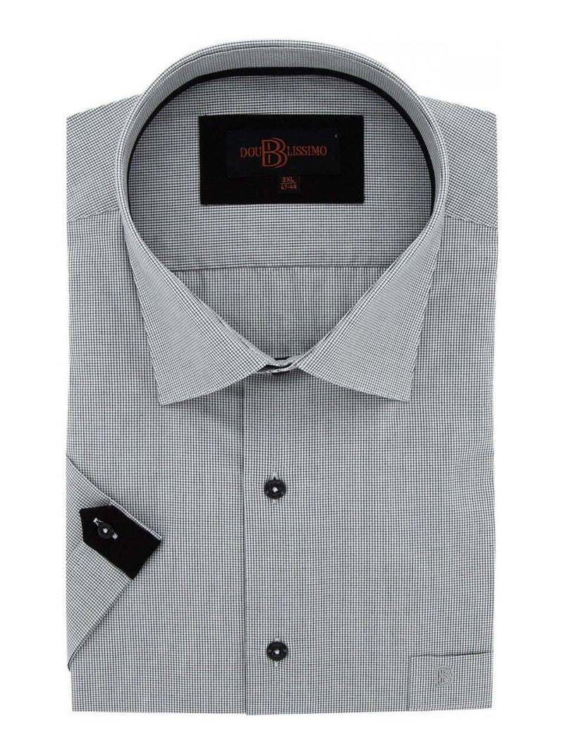Chemise homme grande taille motifs à carreaux coupe droite CLASSICO Doublissimo Noir - Kiabi