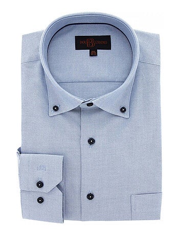 Chemise homme grande taille oxford à col boutonné coupe droite BOTONNI Doublissimo Bleu , 49,50 4XL
