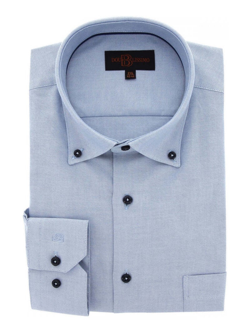 Chemise homme grande taille oxford à col boutonné coupe droite BOTONNI Doublissimo Bleu - Kiabi