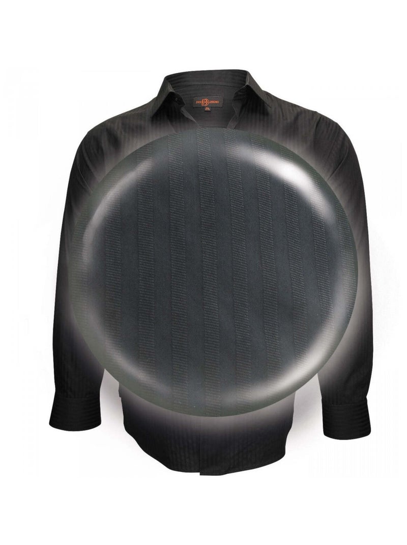 Chemise homme grande taille popeline armurée coupe droite PRESTIGE Doublissimo Noir Noir - Kiabi