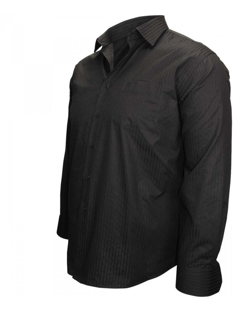 Chemise homme grande taille popeline armurée coupe droite PRESTIGE Doublissimo Noir Noir - Kiabi