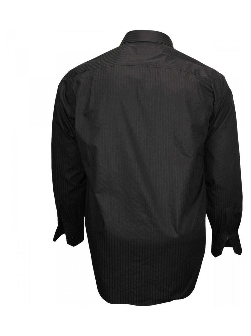 Chemise homme grande taille popeline armurée coupe droite PRESTIGE Doublissimo Noir Noir - Kiabi