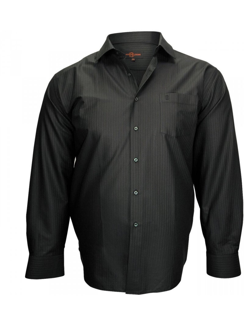 Chemise homme grande taille popeline armurée coupe droite PRESTIGE Doublissimo Noir Noir - Kiabi