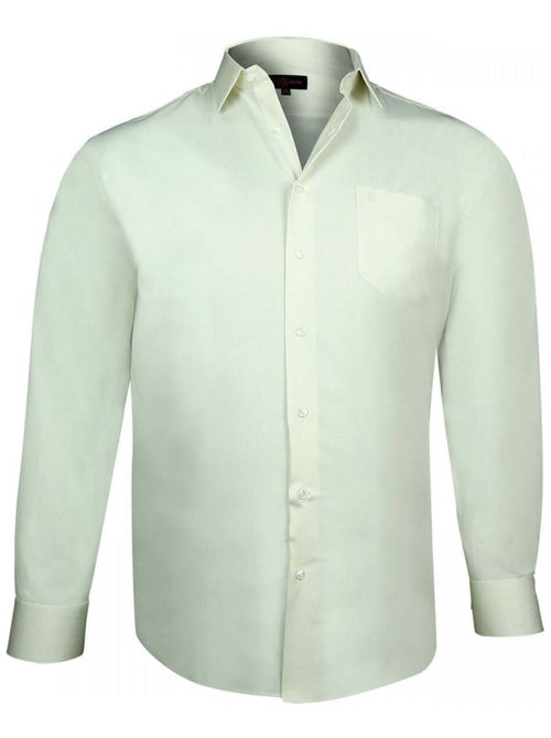 Chemise homme grande taille popeline coupe droite TRADITIONNELLE Doublissimo Beige , 47,48 3XL - Kiabi