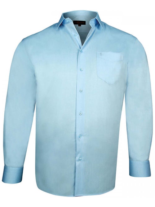 Chemise homme grande taille popeline coupe droite TRADITIONNELLE Doublissimo Bleu indigo , 45,46 2XL - Kiabi