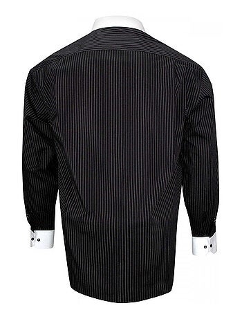 Chemise homme grande taille repassage facile coupe droite BORSALO Doublissimo Noir , 45,46 2XL