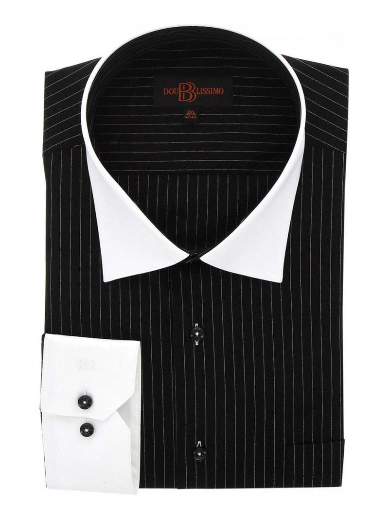 Chemise homme grande taille repassage facile coupe droite BORSALO Doublissimo Noir , 45,46 2XL Noir - Kiabi