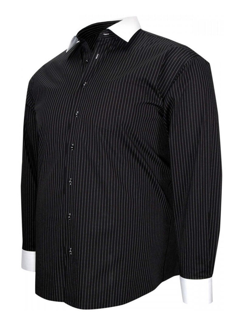 Chemise homme grande taille repassage facile coupe droite BORSALO Doublissimo Noir , 49,50 4XL Noir - Kiabi