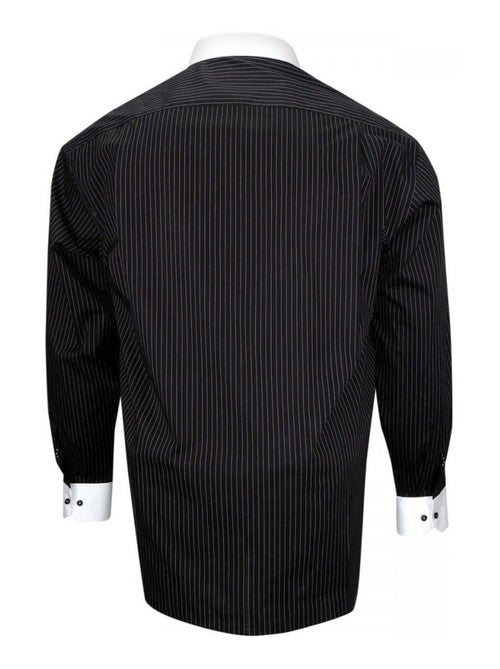 Chemise homme grande taille repassage facile coupe droite BORSALO Doublissimo Noir , 49,50 4XL - Kiabi