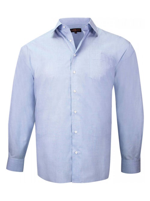 Chemise homme grande taille repassage facile coupe droite FIFI Doublissimo Bleu , 45,46 2XL - Kiabi