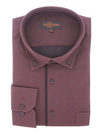 Chemise homme grande taille repassage facile coupe droite MEDOC Doublissimo Bordeaux , 45,46 2XL
