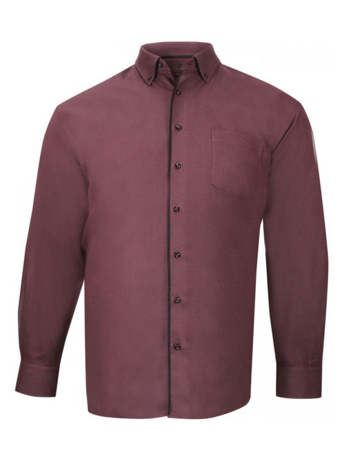 Chemise homme grande taille repassage facile coupe droite MEDOC Doublissimo Bordeaux , 45,46 2XL - Kiabi