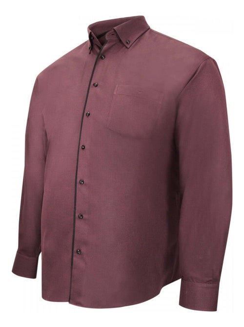 Chemise homme grande taille repassage facile coupe droite MEDOC Doublissimo Bordeaux , 45,46 2XL - Kiabi