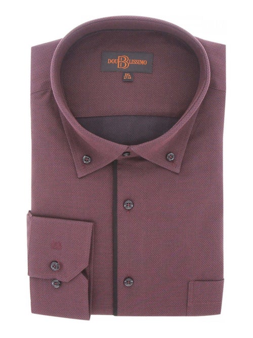 Chemise homme grande taille repassage facile coupe droite MEDOC Doublissimo Bordeaux , 45,46 2XL - Kiabi