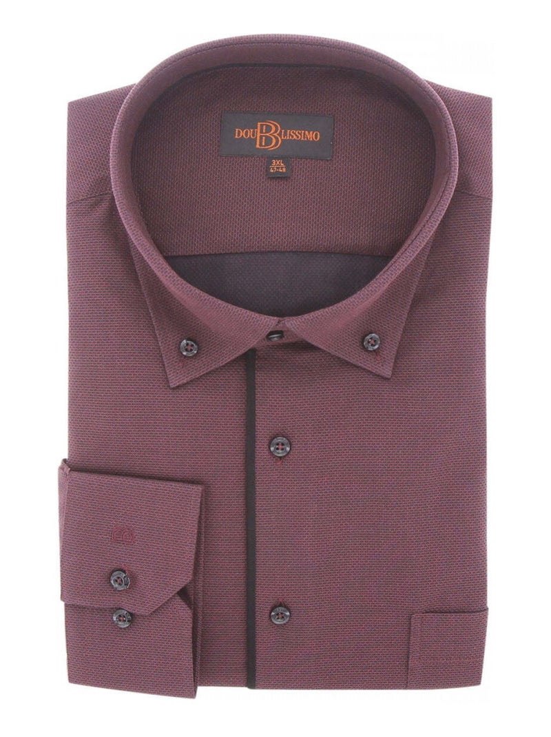 Chemise homme grande taille repassage facile coupe droite MEDOC Doublissimo Bordeaux - Kiabi