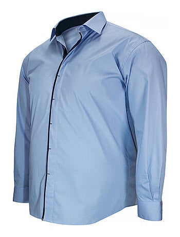 Chemise homme grande taille repassage facile coupe droite VERNAZZA Doublissimo Bleu , 47,48 3XL