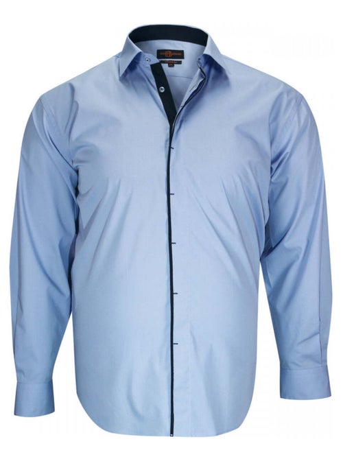Chemise homme grande taille repassage facile coupe droite VERNAZZA Doublissimo Bleu , 47,48 3XL - Kiabi