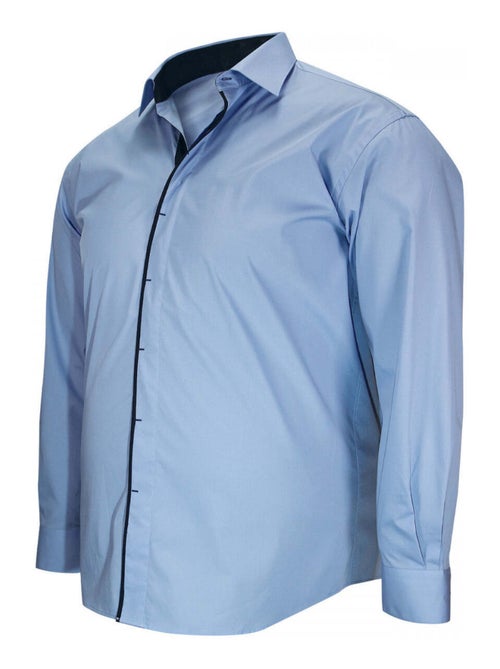Chemise homme grande taille repassage facile coupe droite VERNAZZA Doublissimo Bleu , 47,48 3XL - Kiabi