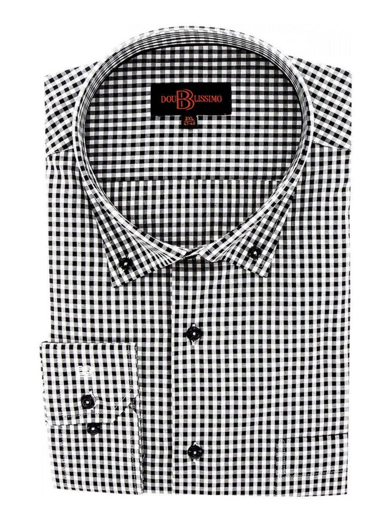 Chemise homme grande taille repassage facile coupe droite VICKY Doublissimo Blanc Noir - Kiabi