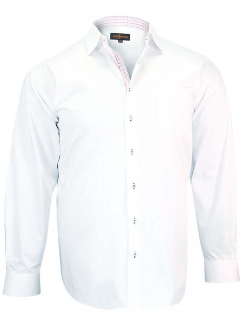 Chemise homme grande taille tendance coupe droite ANTIBE Doublissimo Blanc , Rose , 45,46 2XL - Kiabi